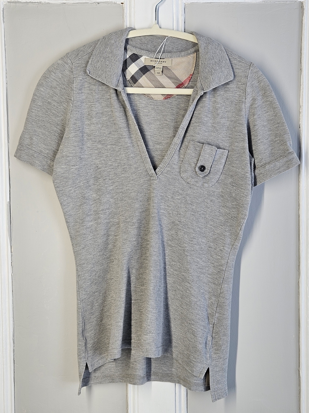 Burberry Women’s Gray Short-Sleeve Polo Top sz XS